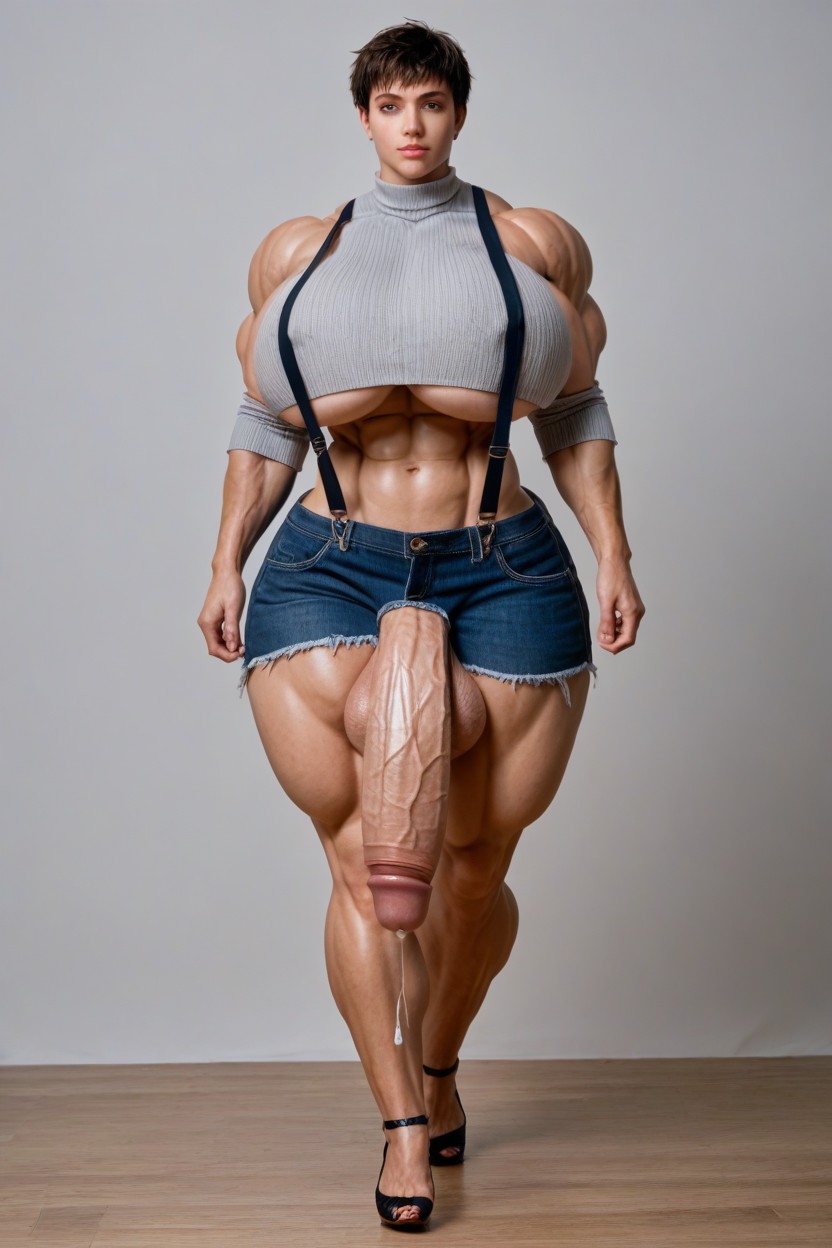 Muscular, Extreme Hyper Flaccid Penis, Walking Shemale AI Porn