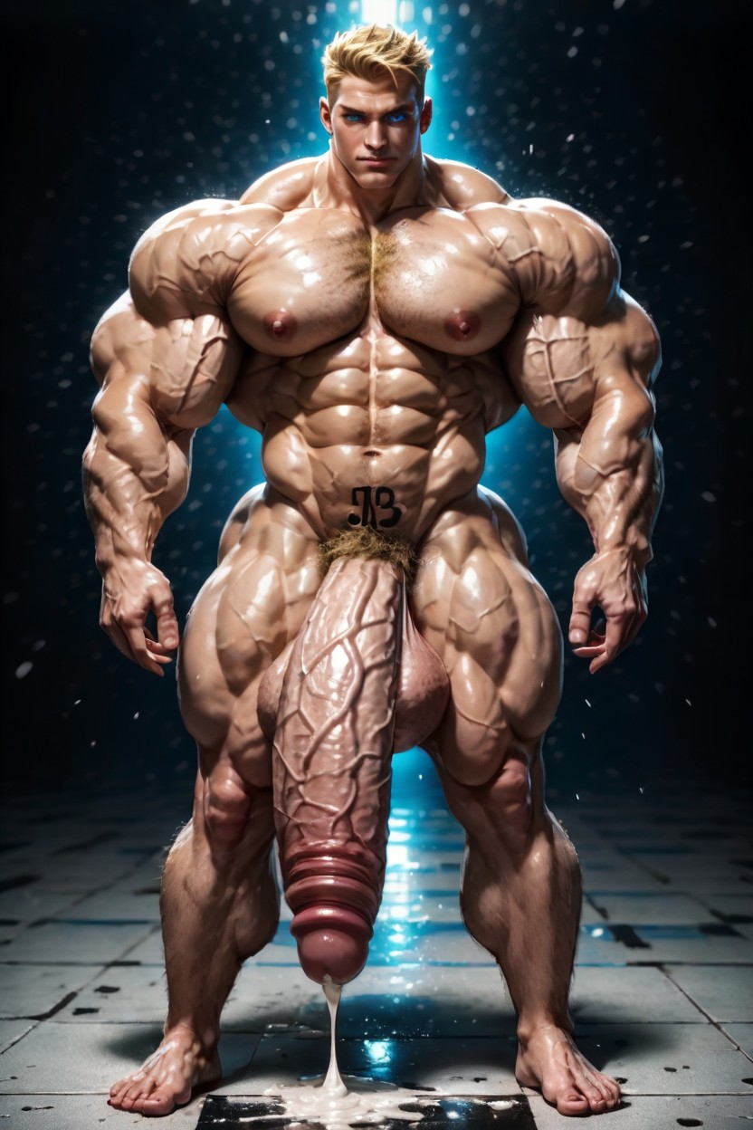 Large Jawline, Blonde Hair, Extremely Large Ass AI Gay Porn