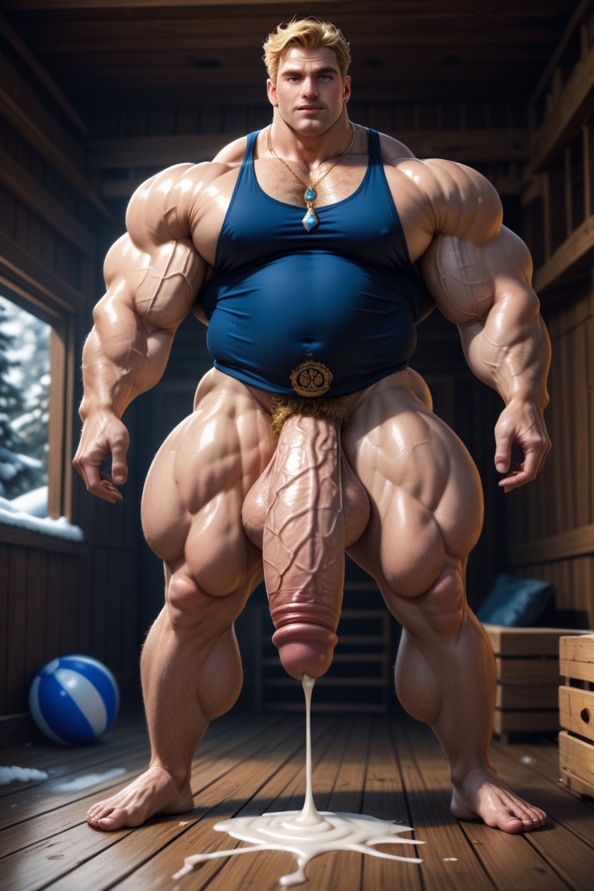 Extremely Large Cock, Hyper Muscles, Il Neige Porno IA Gay