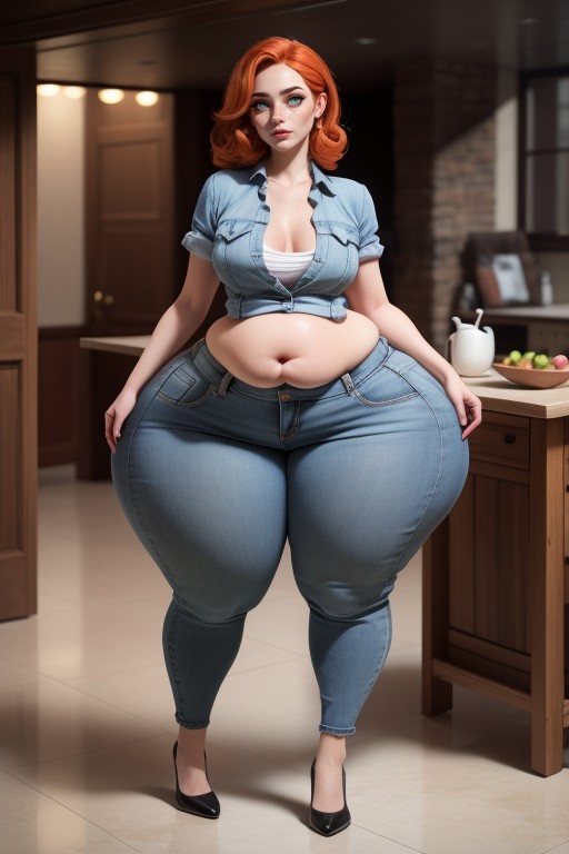 Ssbbw, Desabotonado, Pear Shaped Body Porno IA