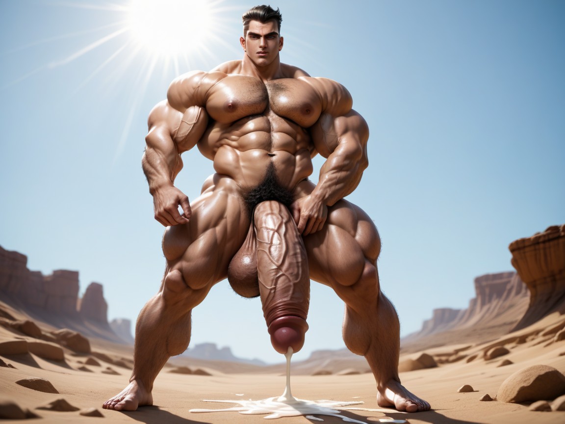 Hyper Muscles, Disproportionately Huge Pectorals, Permed Hair AI Gay Porn