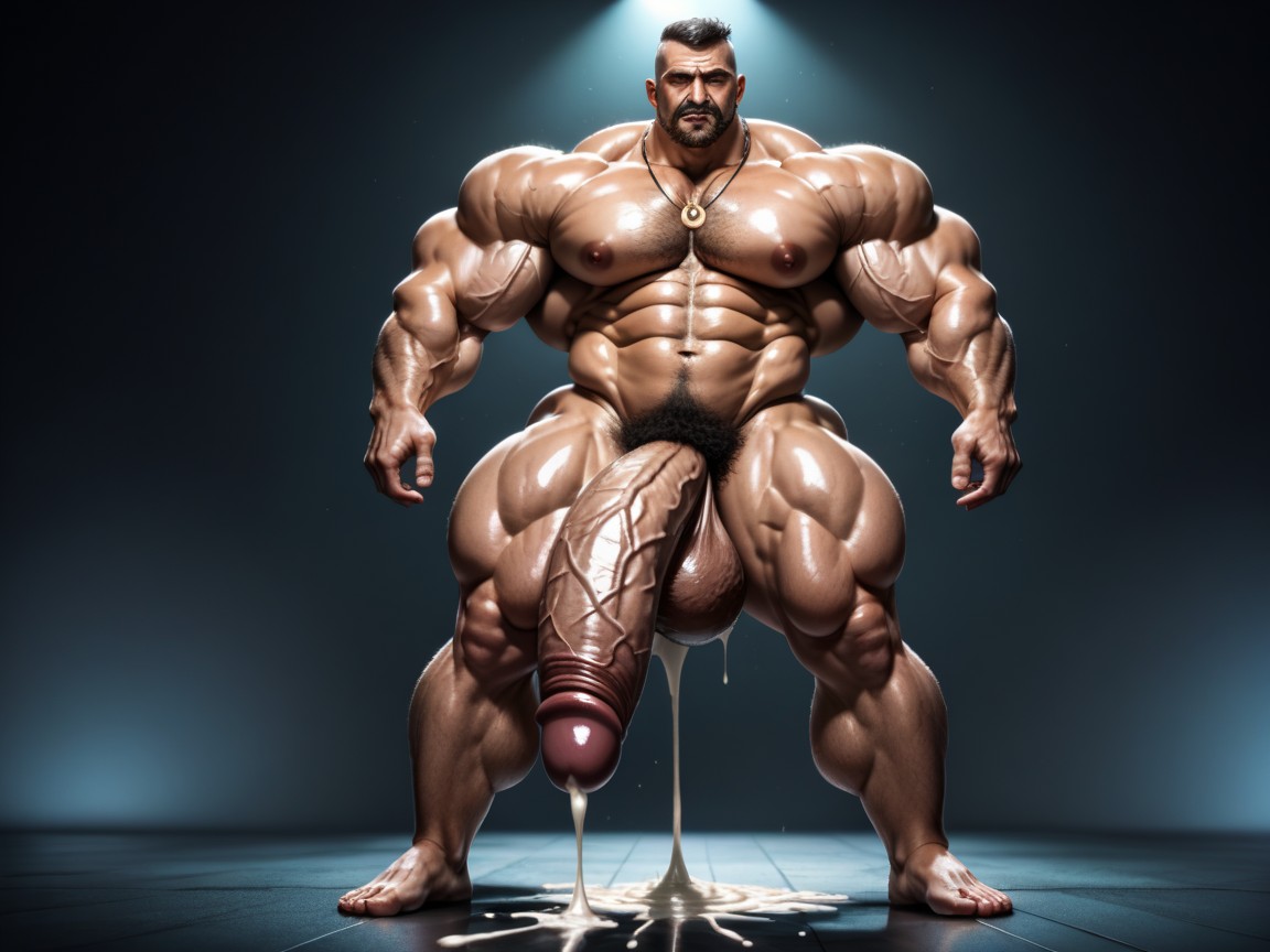 Disproportionately Huge Pectorals, Extreme Hyper Cock, Large Veiny Muscles AI Gay Porn