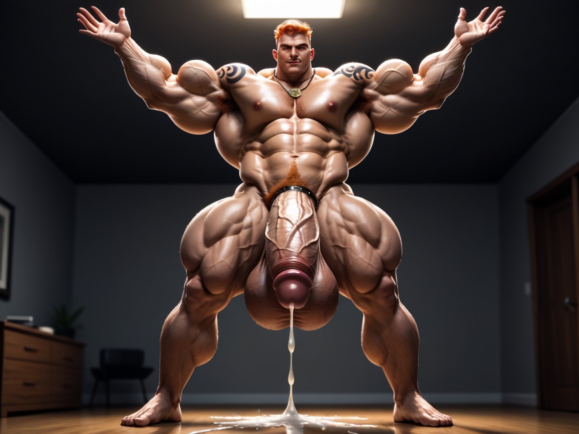 Extreme Pubic Hair, Brown Eyes, Leather Harness AI Gay Porn