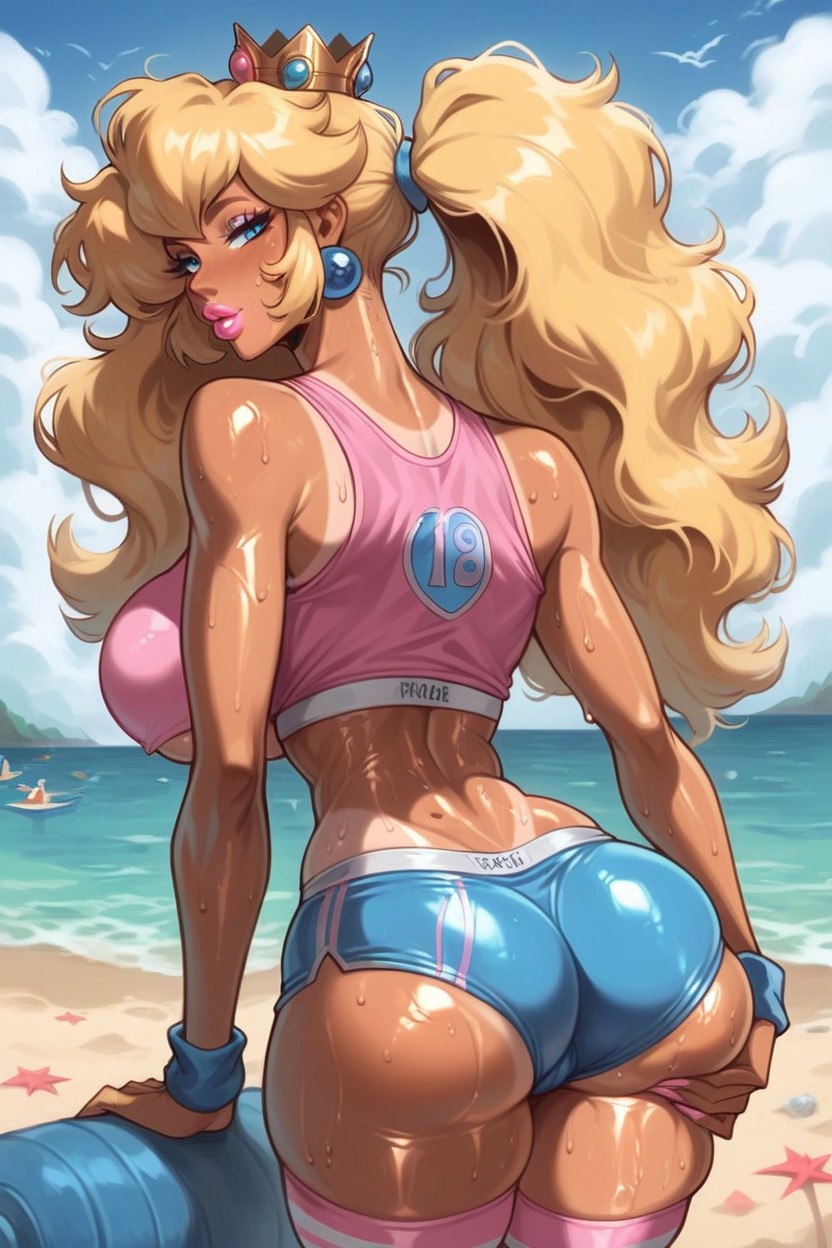 Plumped Butt, Princess Peach, Groping Her Butt Hentai AI Porn