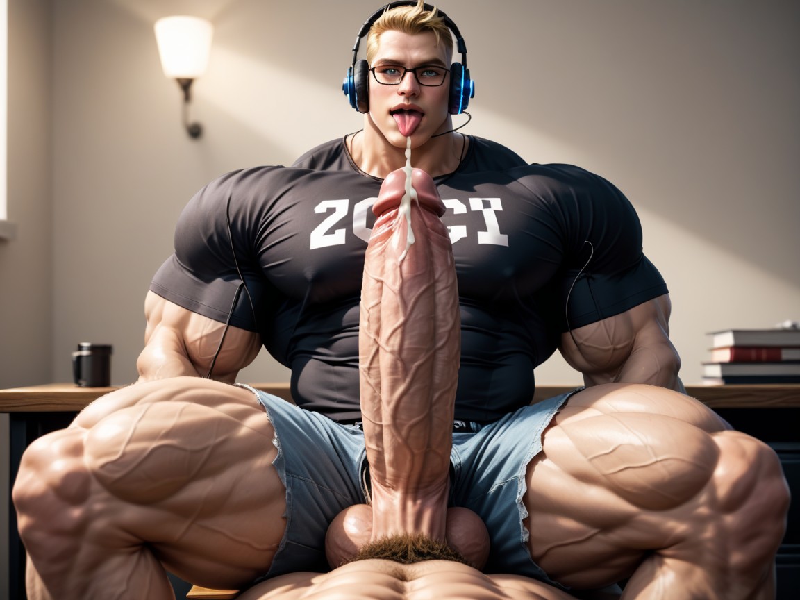 Extreme Muscles, Graphic Tee, Hyper Muscles AI Gay Porn