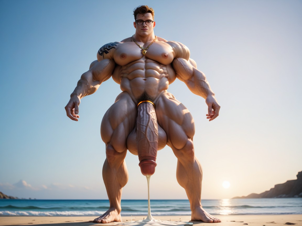 Standing, Cock Bigger Than Leg, Muscle God AI Gay Porn
