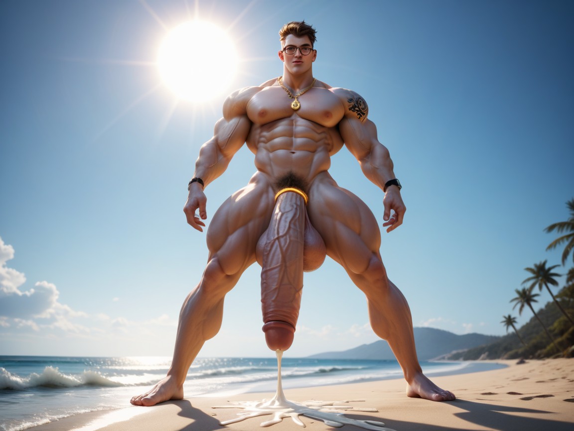 Hyper Muscular Model, Ojos Brillantes, Hyper Bodybuilder Porno gay IA