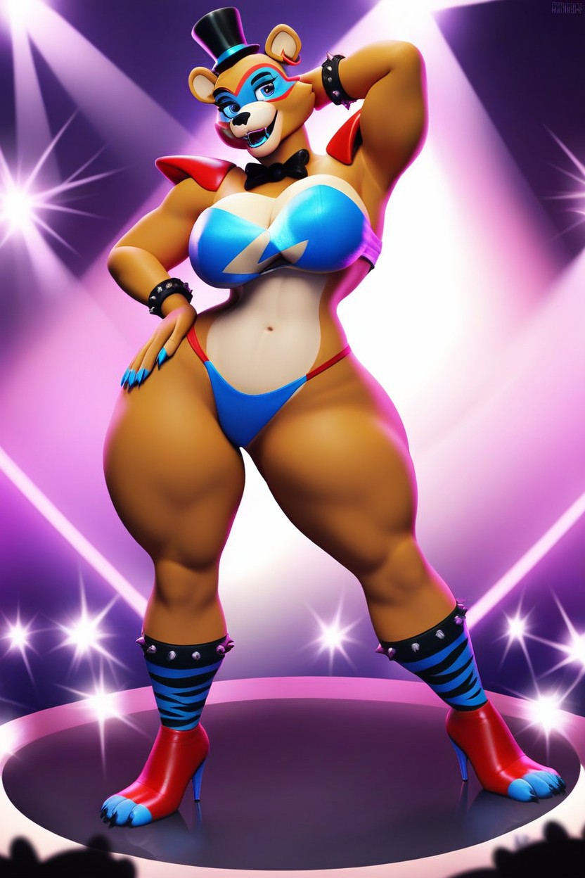 Large Ass, Blue Eyes, Glamrock Freddy Furry AI Porn