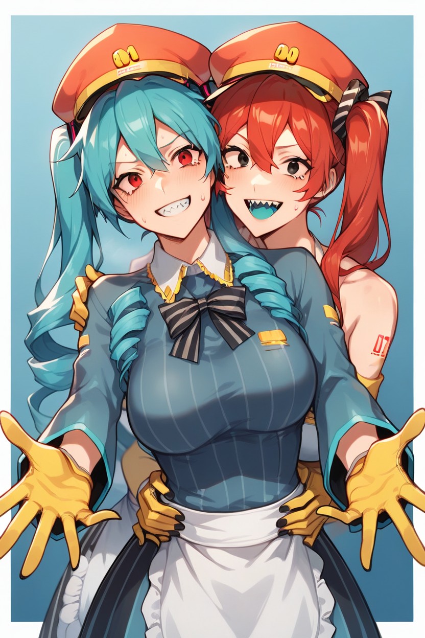 Sleeves, Aqua Tongue, Teeth Hentai AI Porn