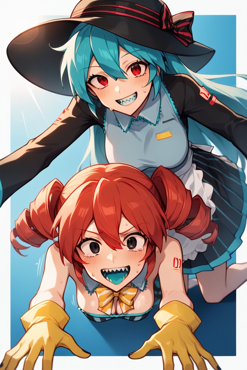 Double Parted Bangs, Waist Apron, Multiple Girls Hentai AI Porn