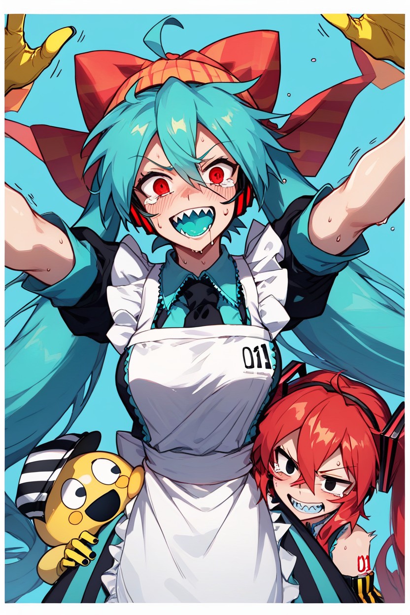 Border, Double Parted Bangs, Clenched Teeth Hentai AI Porn