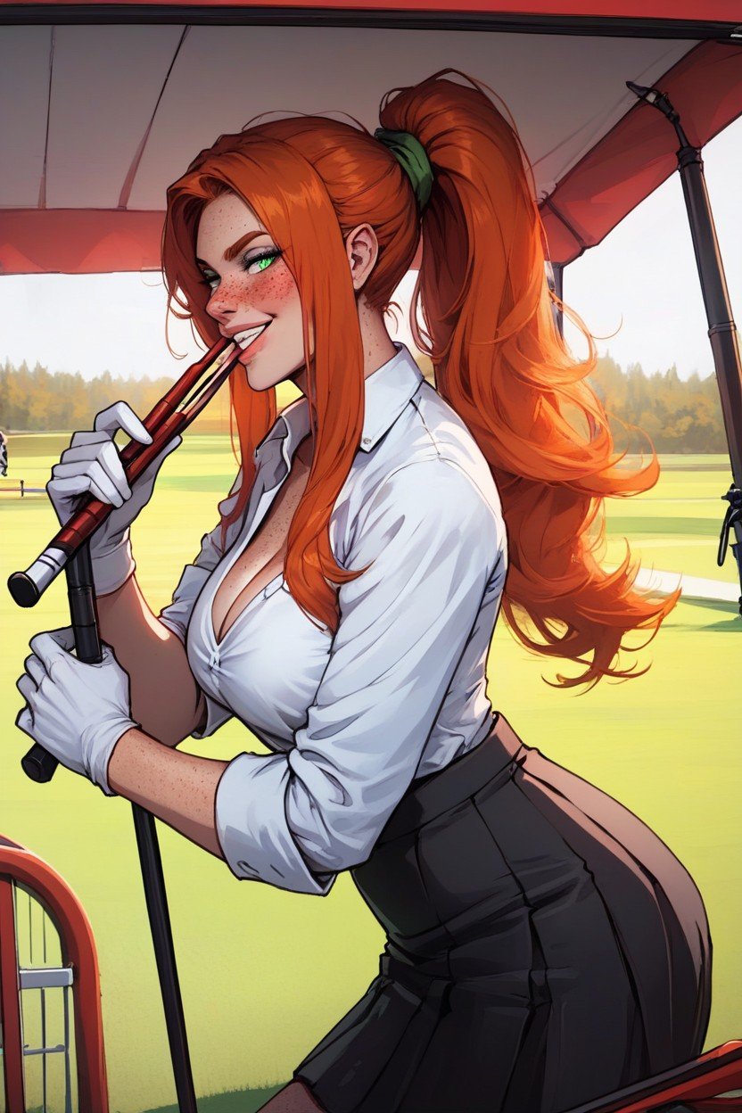 Beverage Cart Girl, Golf Gloves, Blowjob (3rd Person) Asian AI Porn