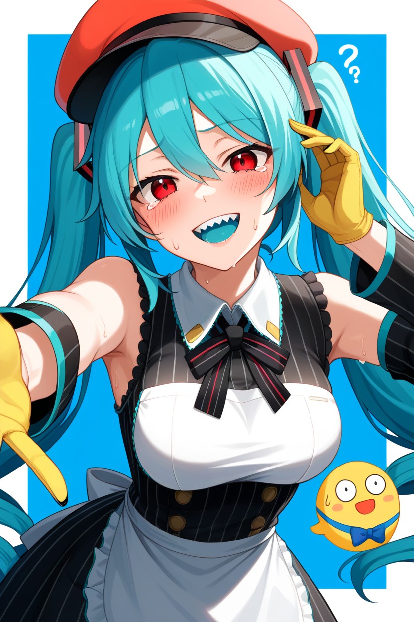 White Apron, High Resolution Image, Vertical Striped Dress Hentai AI Porn