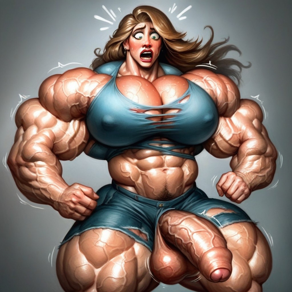 Ripped Muscle Dick, Big Massive Veins, Over Pumped Veins Shemale AI Porn
