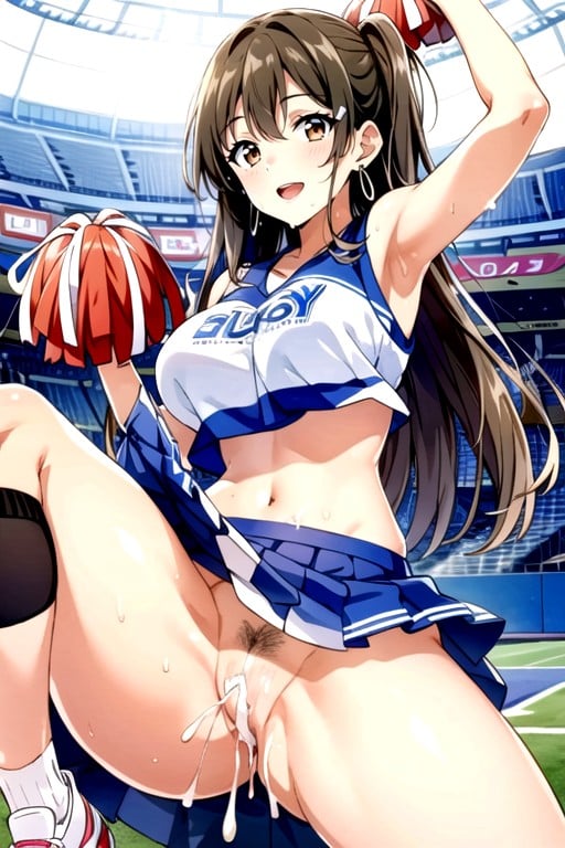 Blue Sky, Bangs, Cheerleader Hentai AI Porn