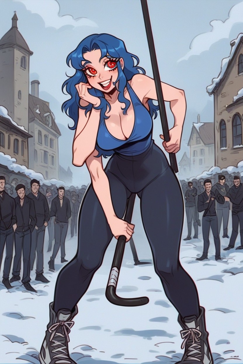 Skiing Down A Hill Really Fast, Arms At Her Sides, Motion Picture Hentai AI Porn