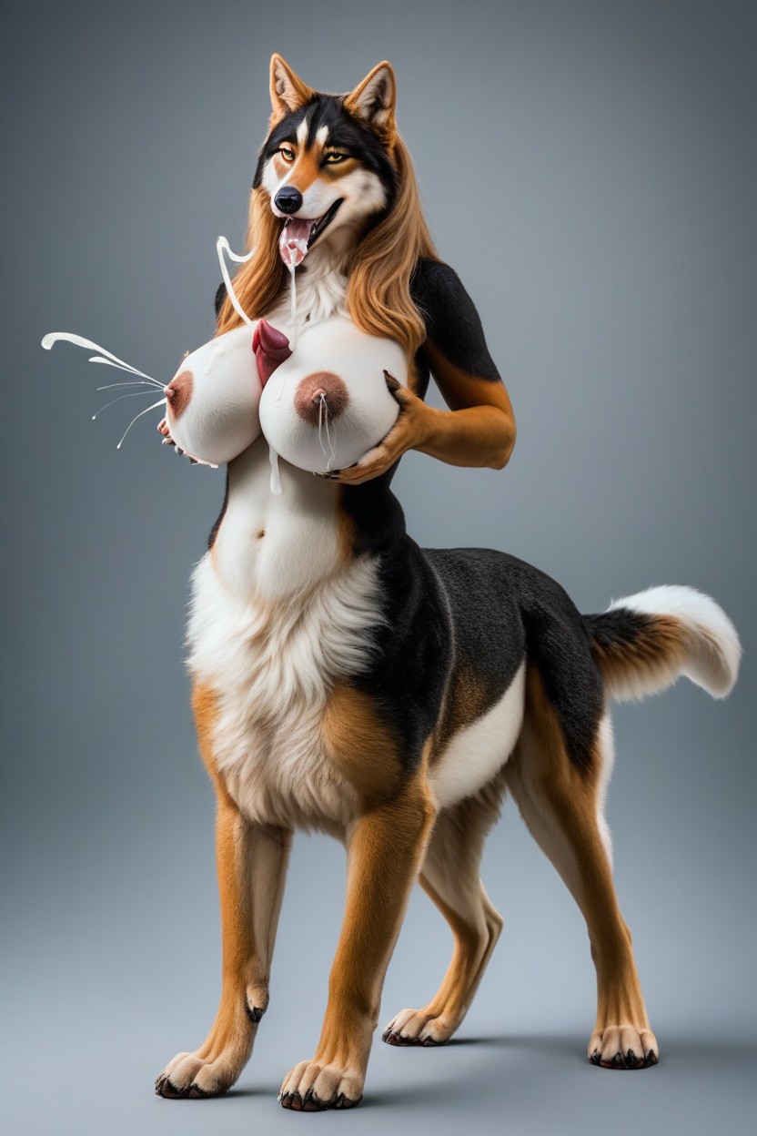 Big Raised Tail, Detailed, Lots Of Cum In Mouth Furry AI Porn