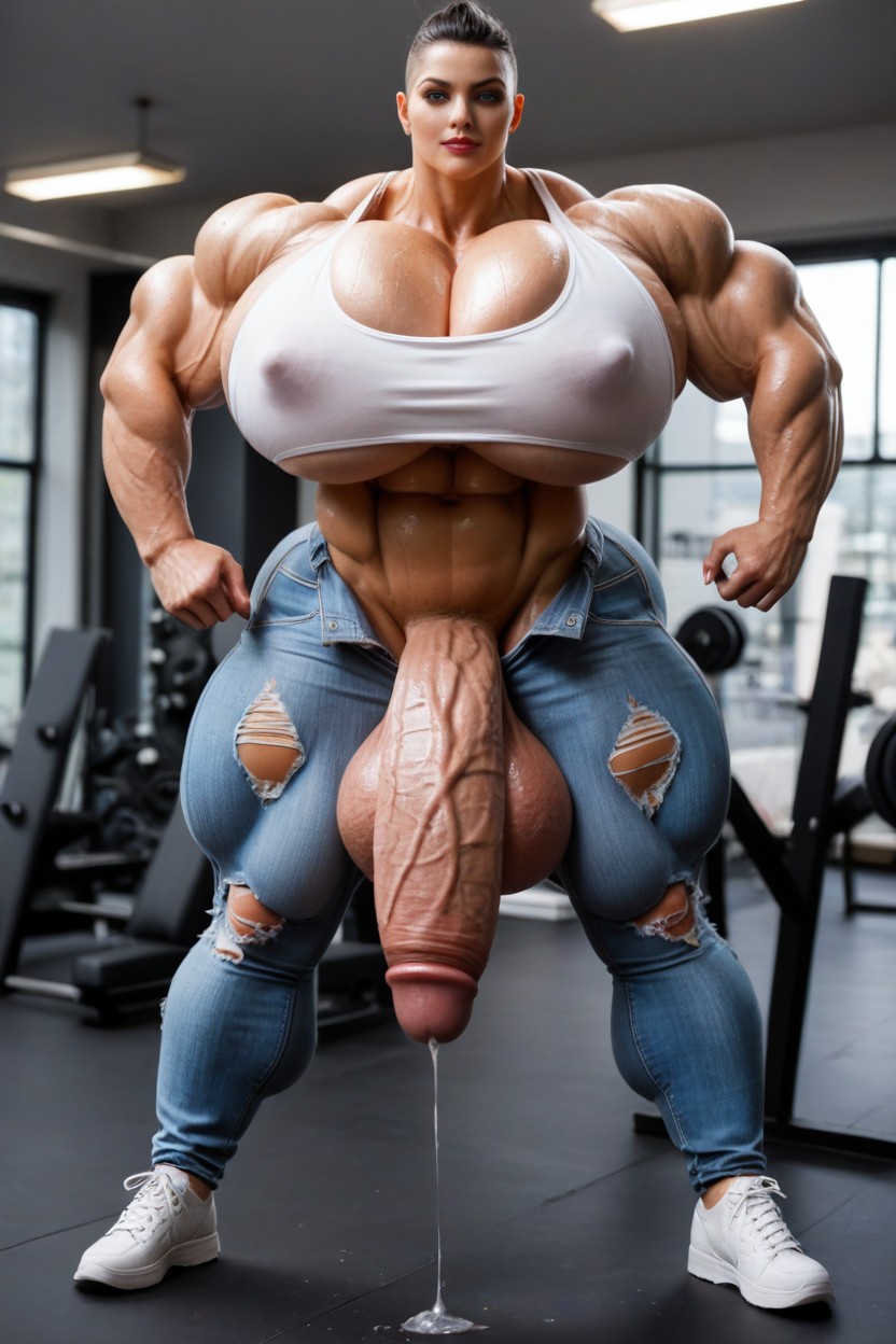 Orgasm, Muscular, Gym Shemale AI Porn