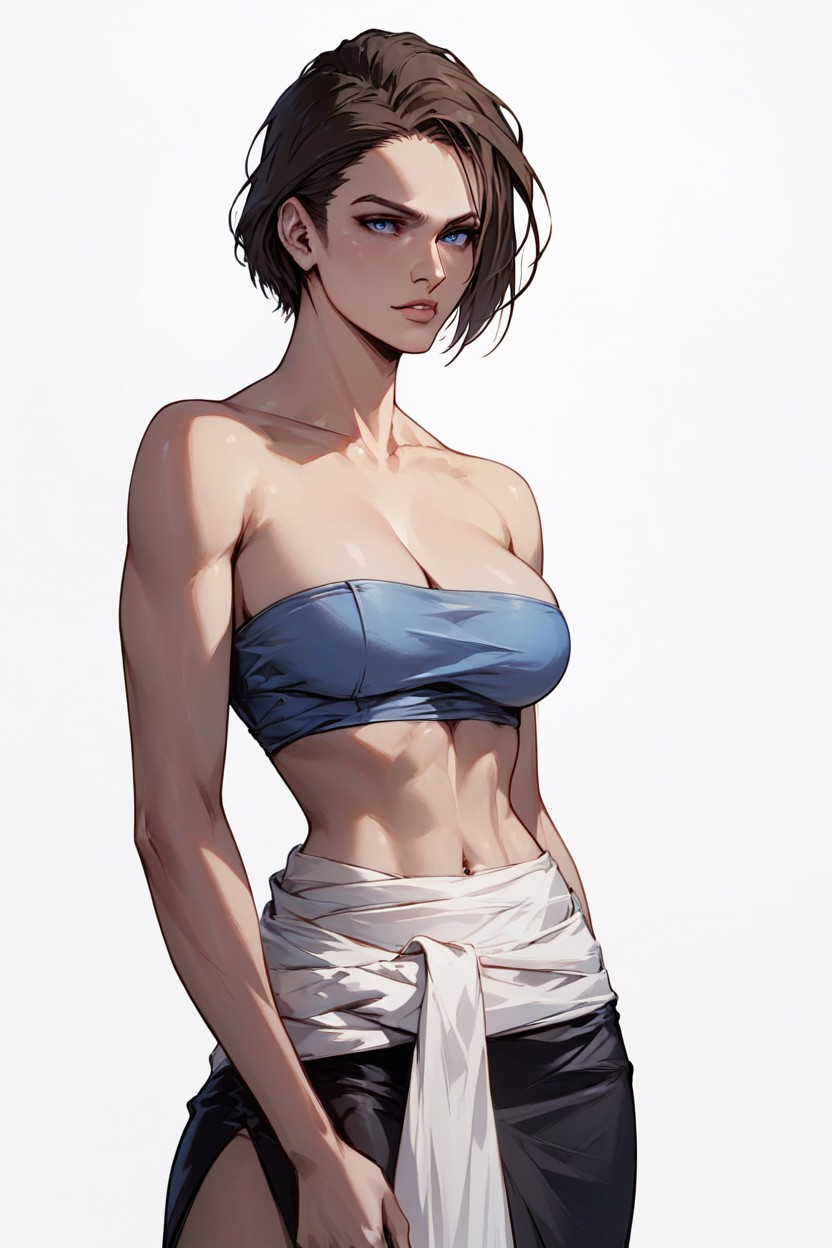 Jill Valentine From Resident Evil, Blue Tube Top, Standing Furry AI Porn