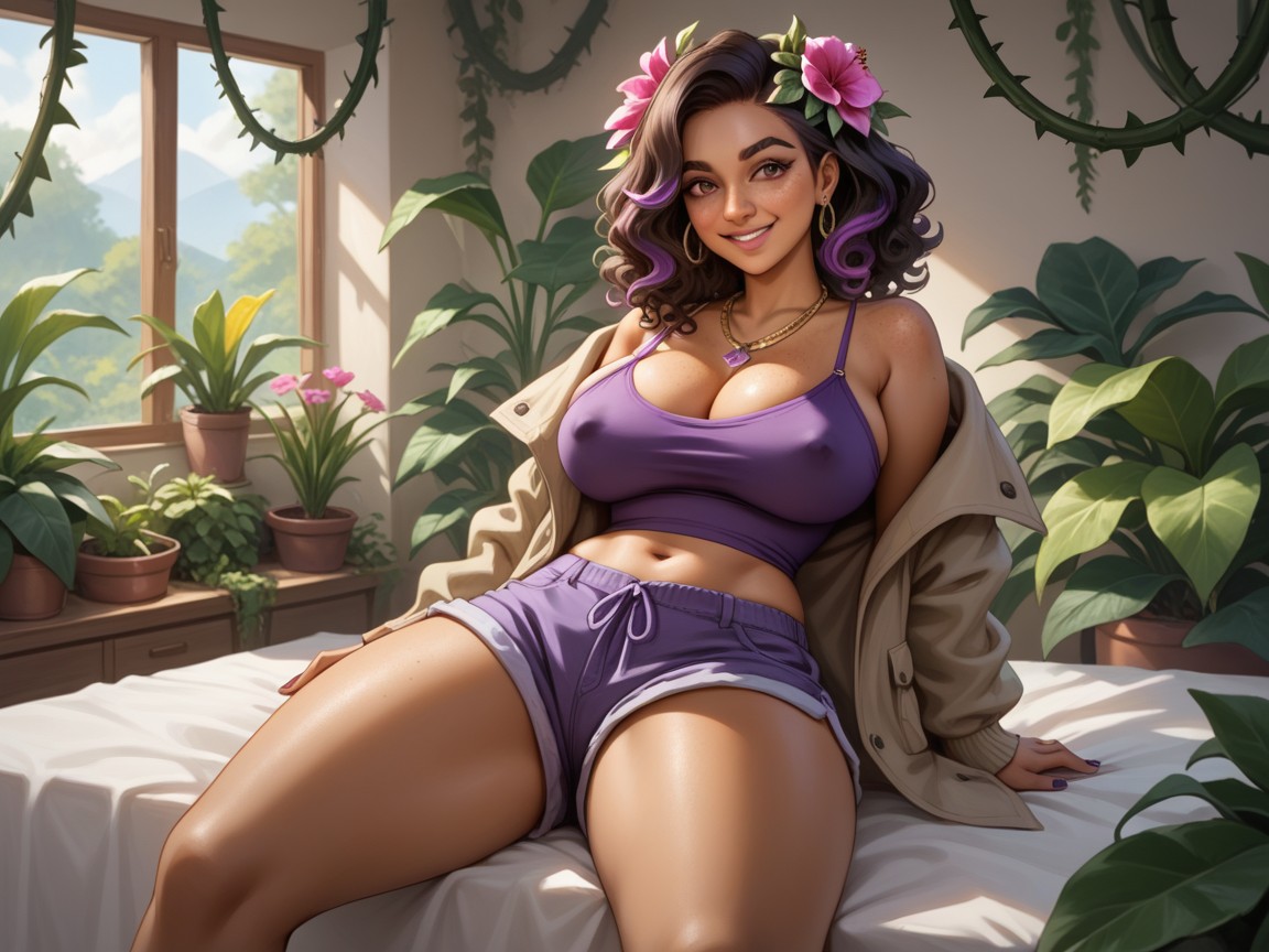 Round Face, Purple Highlights, Hard Shadow Hentai AI Porn