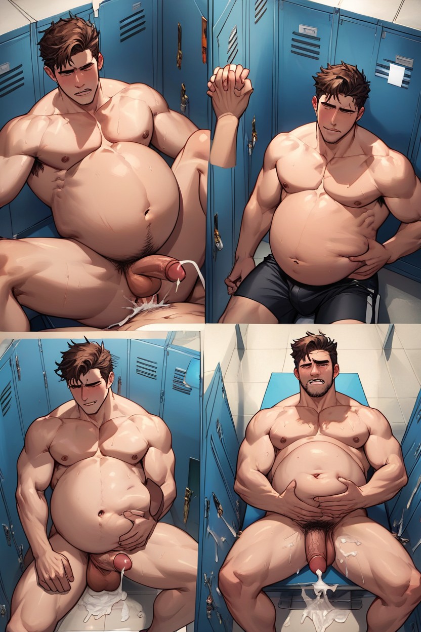 Locker Room, Loose Hole, Sitting Down Legs Spread AI Gay Porn