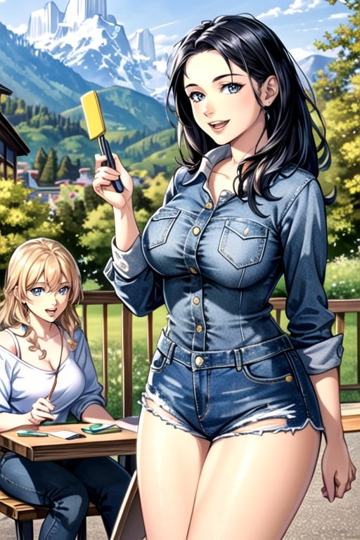 Jean Shorts, Mountains, Comic AI Porn