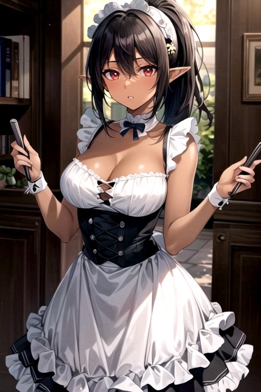 Black Hair, Ponytail, Elf Ears AI Porn