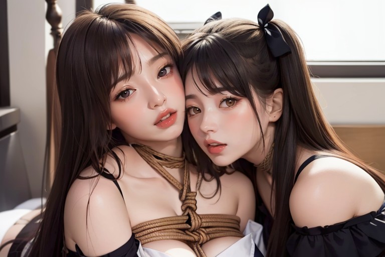 Two Girls Hugging, Blowjob, Cum Breast AI Porn