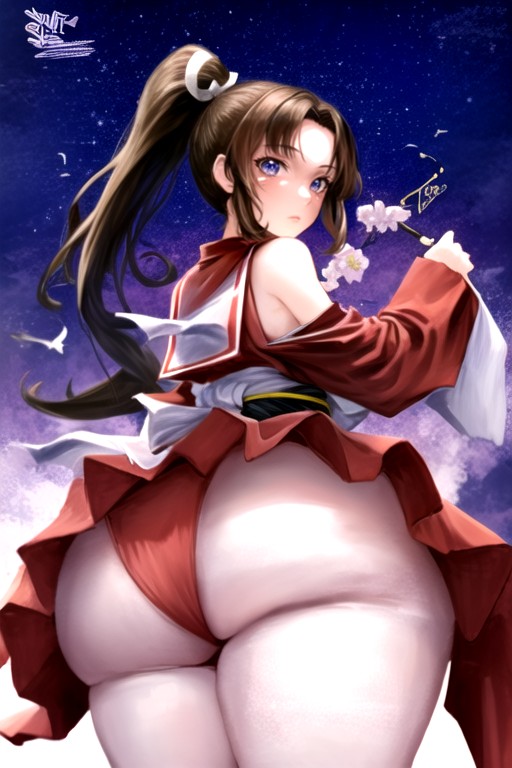 Mai Shiranui (the King Of Fighters), 90s Style , Bottom Up (upskirt) AI Porn