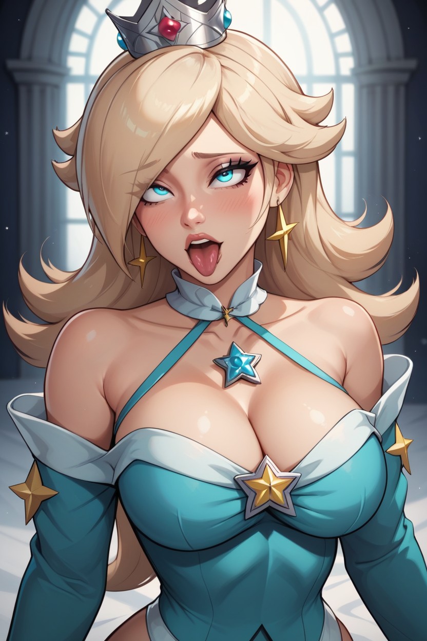 Gold Star-shaped Earrings, Best Quality, Ahegao Hentai AI Porn