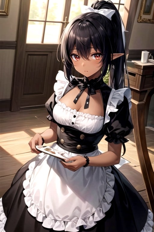 French Maid, Ponytail, Elf Ears AI Porn