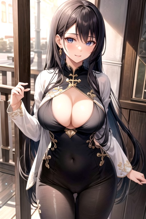 Seductive Smile, Large Breast, Form Fitting Clothes AI Porn