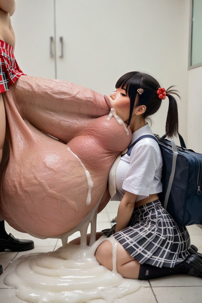 Milking Machine, Bottom Up (upskirt), Small Breast AI Porn