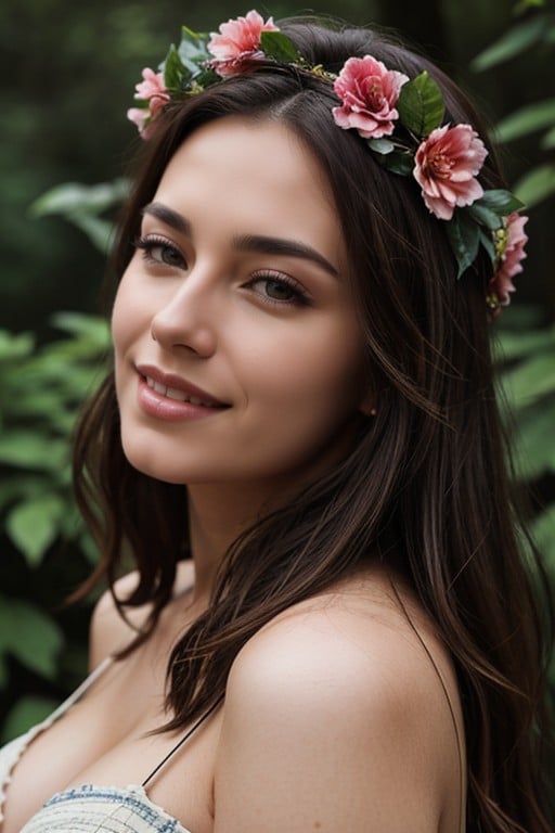 1 Person, Flower Crown, Forest AI Porn