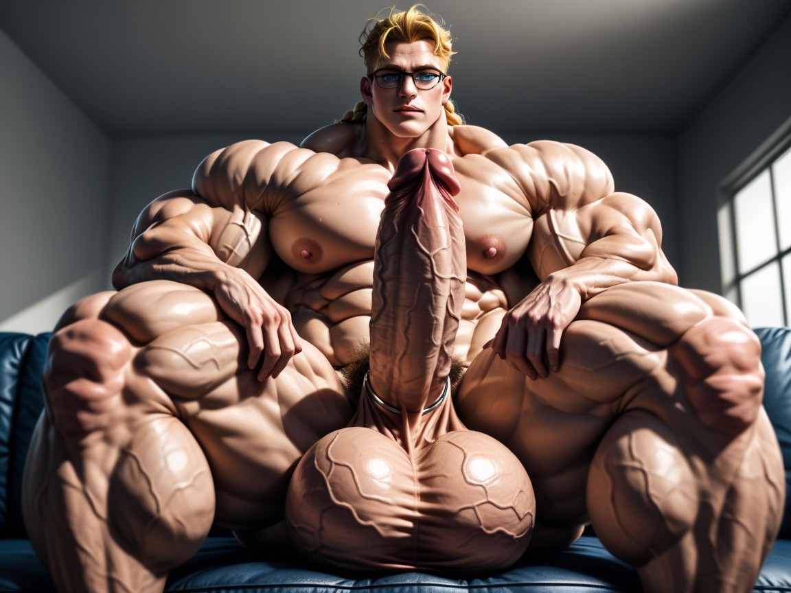 Geek, Blonde Hair, Waspish Waist AI Gay Porn