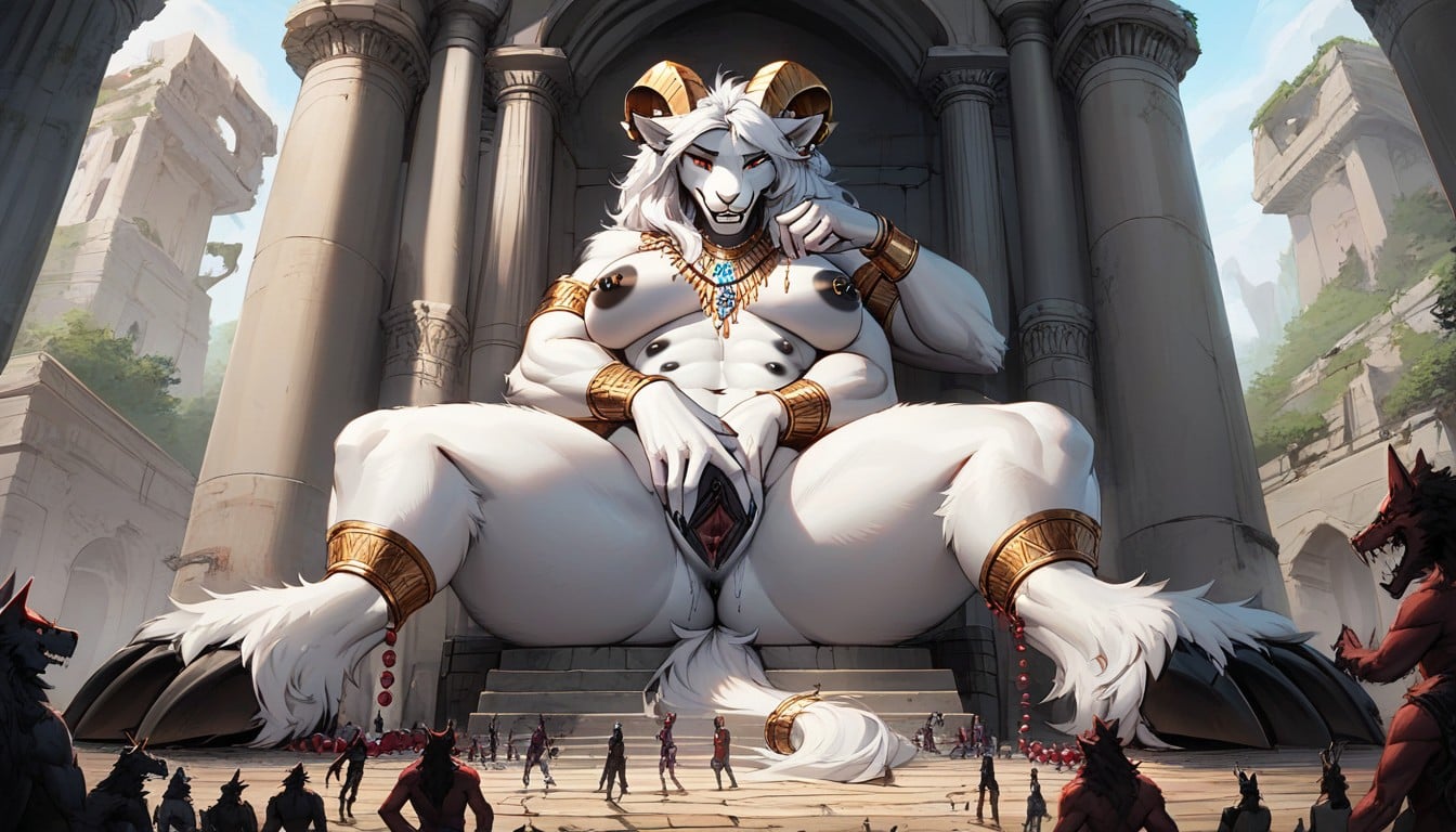 Werewolf Worshipers In Tribal Wear, Female Masturbation, Hooves Furry AI Porn