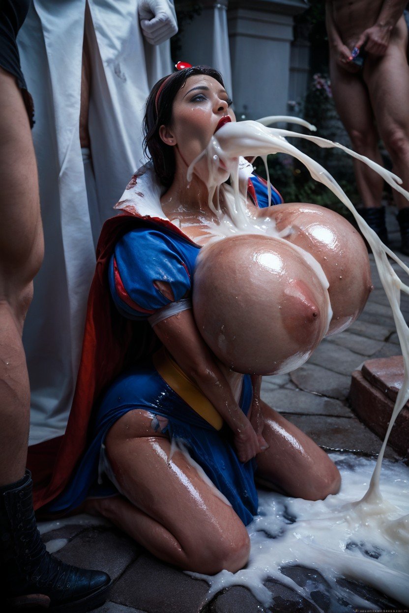 Ahegao, Men Blowing Massive Loads On Snow White, 濡れた服AIポルノ