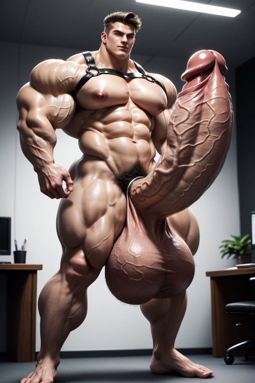 Curly, Pubic Hair, Extreme Pectorals AI Gay Porn