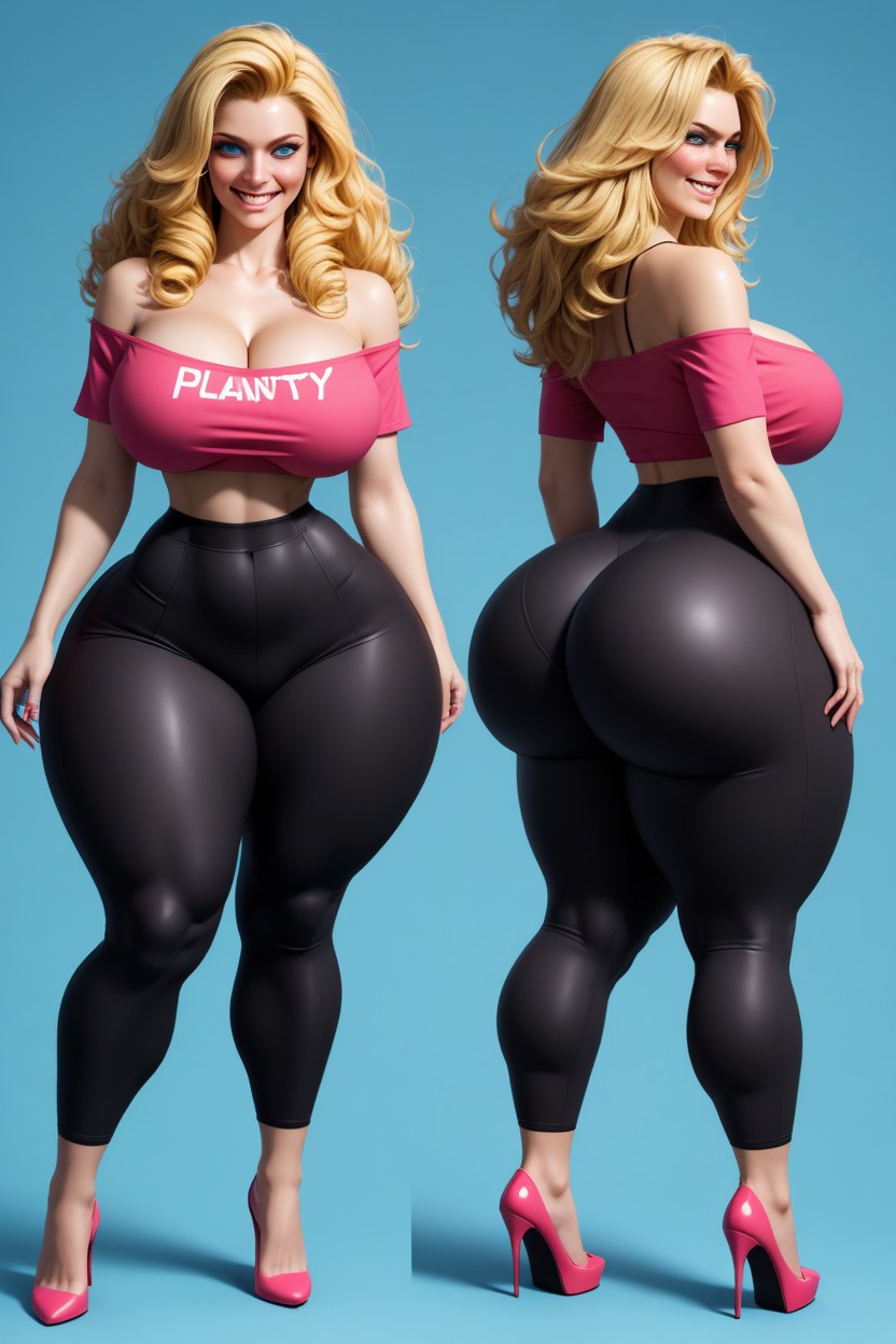 Extremely Large Ass, Rounded Breast, 1 Person AI Porn