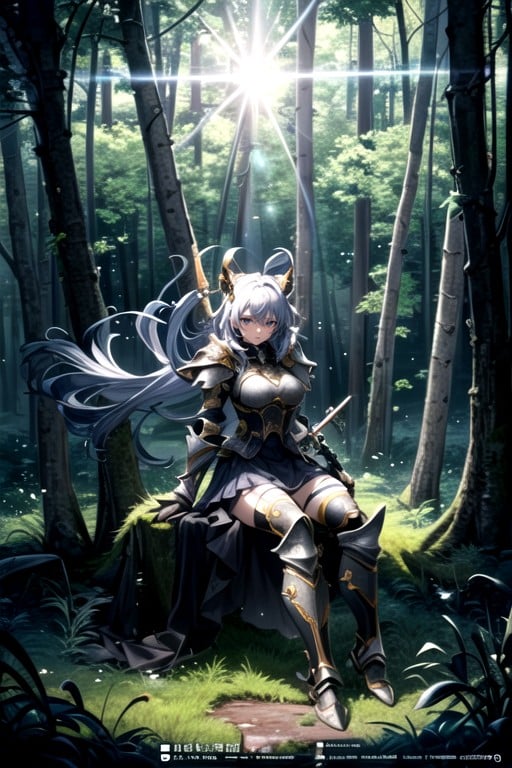 Sitting Down, Armor, Forest AI Porn