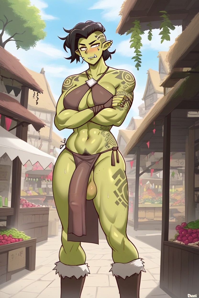 Viking, Black Hair, Orc Merchant Shemale AI Porn