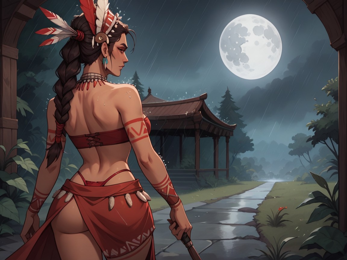 Frame, Skinny, Feather Headdress AI Porn