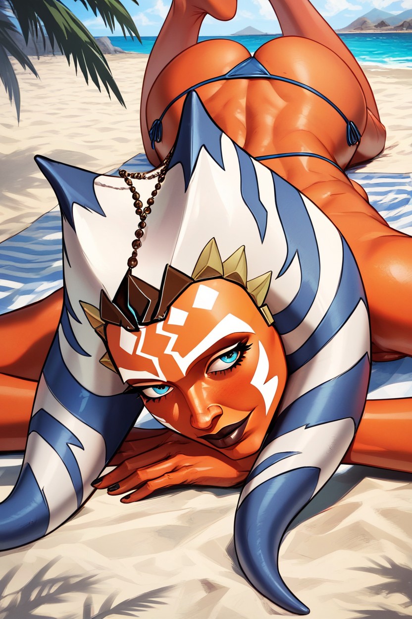 Laying On Stomach, Ahsoka Tano, Micro Bikini Furry AI Porn