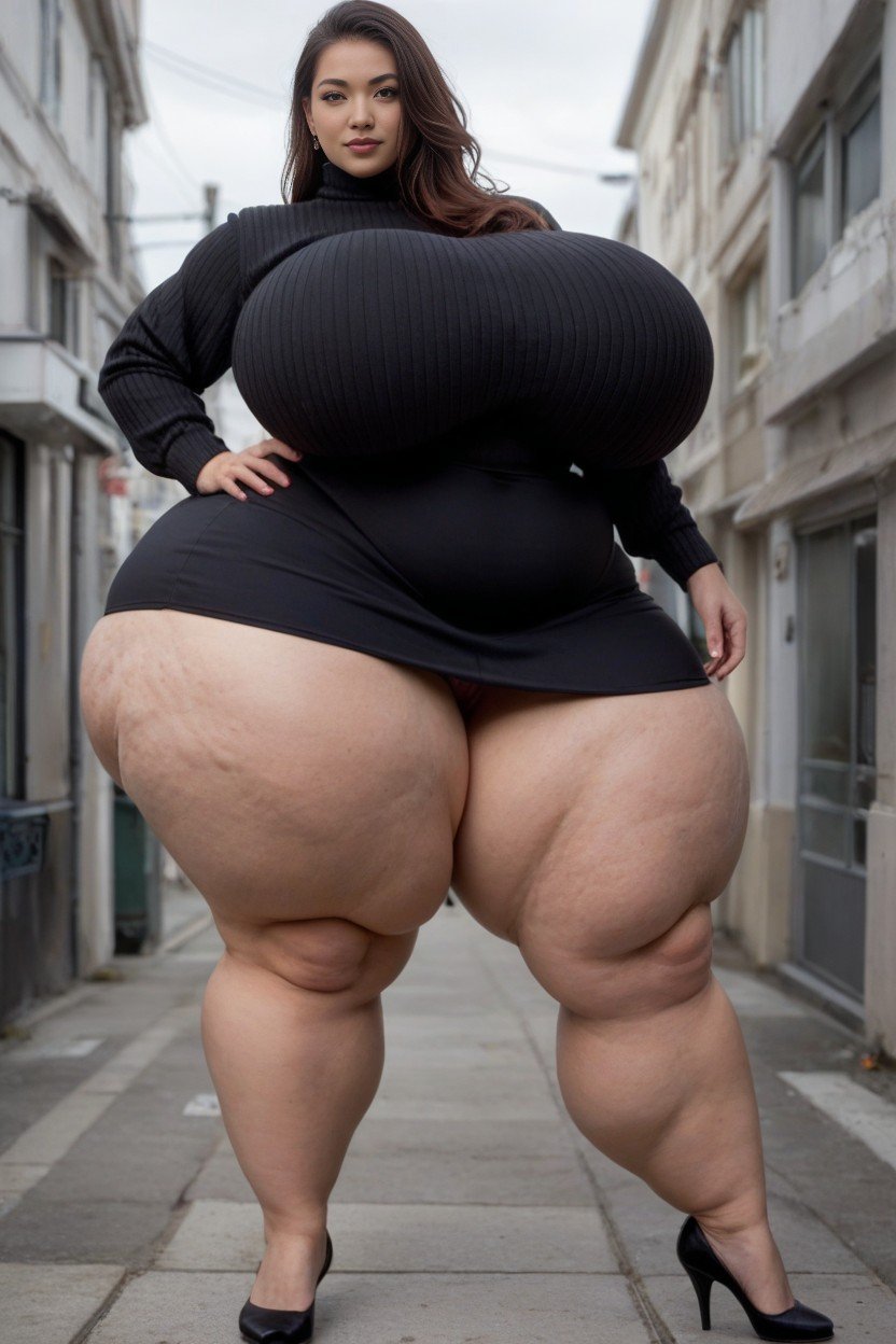 Ssbbw, Extremely Thick Thighs, Black High HeelsAI 포르노