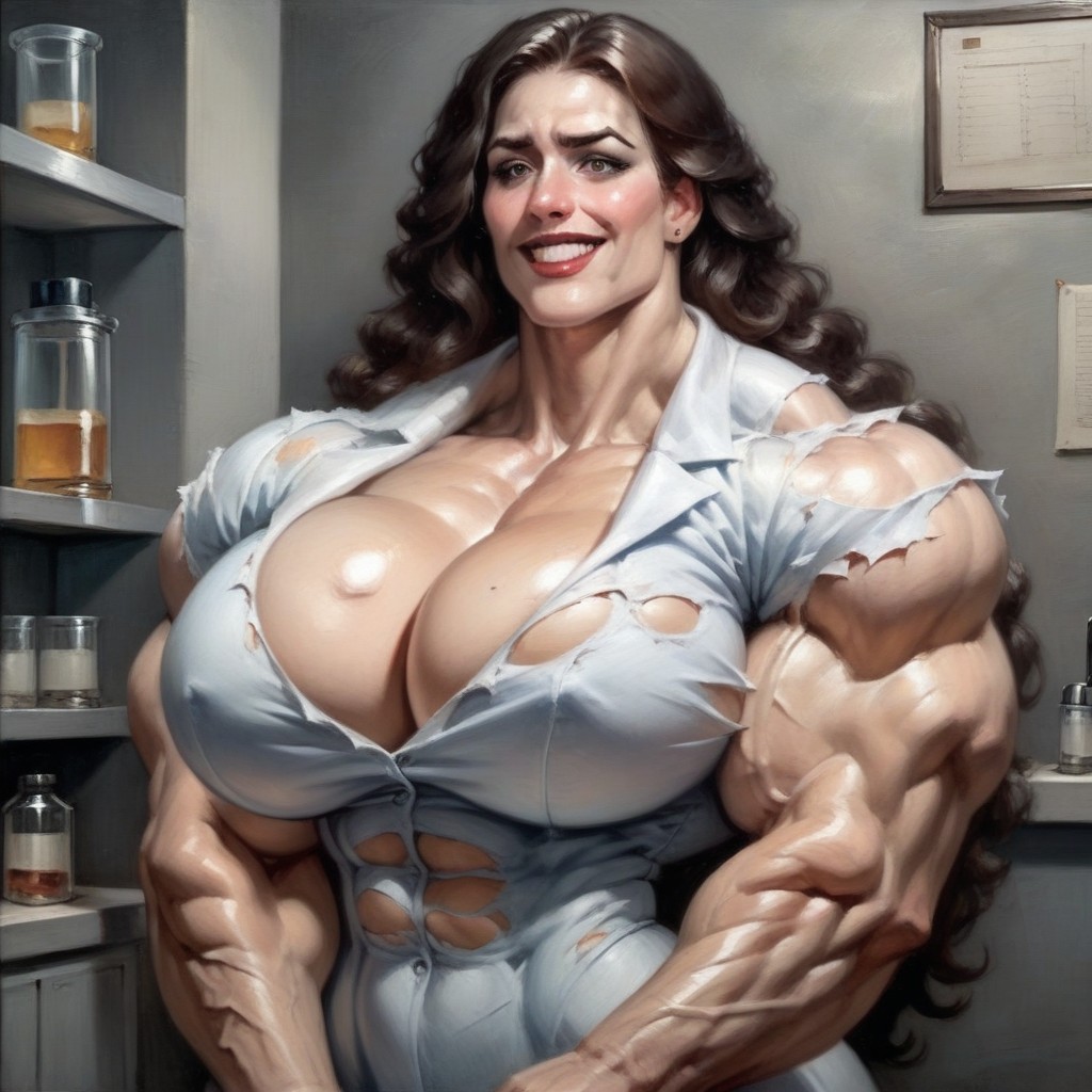 Her Muscle Are Enormus, Hot Face, Waist AI Porn
