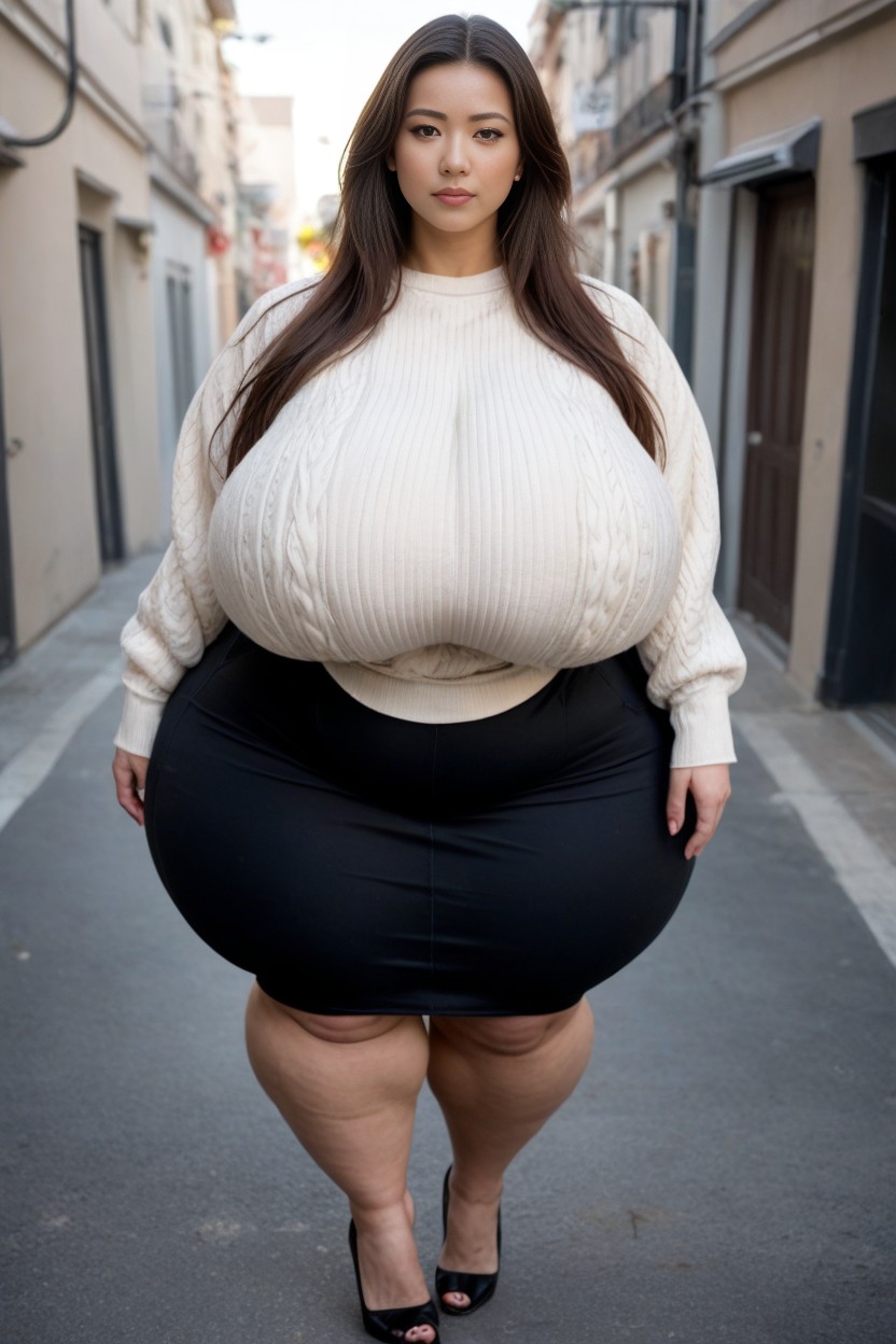 Ssbbw, Disproportionately Huge Hips, Front View AI Porn