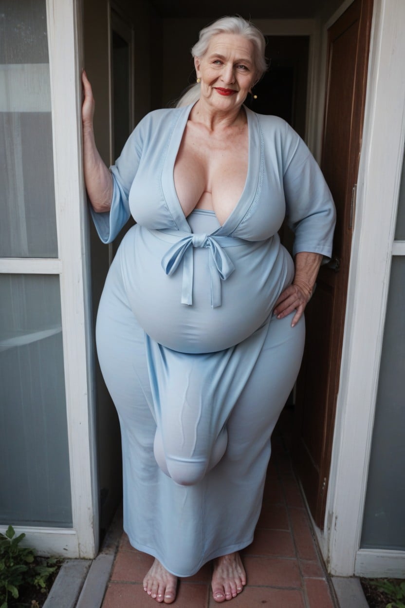 Gigantic, Grinning, Fully Clothed Shemale AI Porn