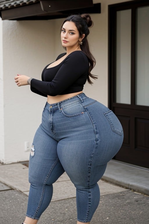 Pear Shaped Body, Italiana, Wide Saddlebag Hips AI Porn