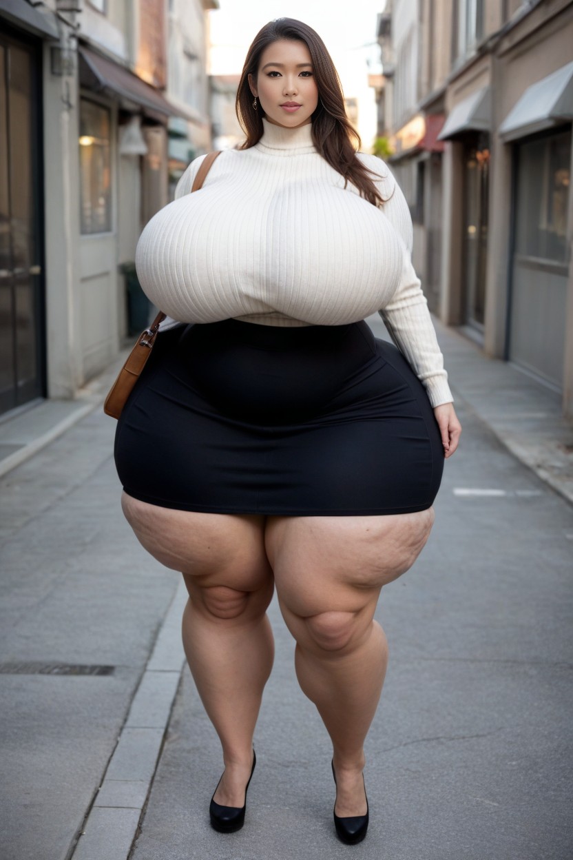 Massive Thighs, Sweater, Extreme Huge Massive Hyper Booty AI Porn