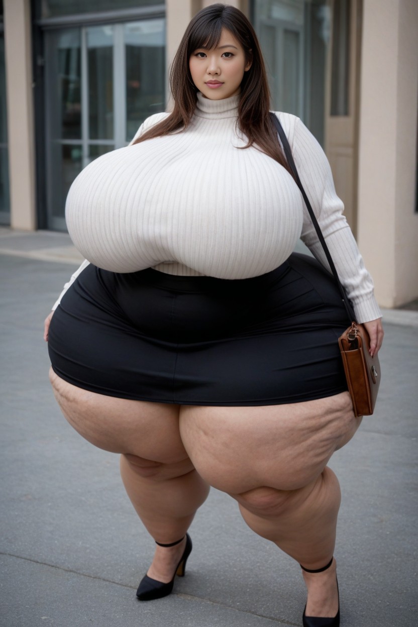 Front View, Thick Thighs, Fully Clothed AI Porn
